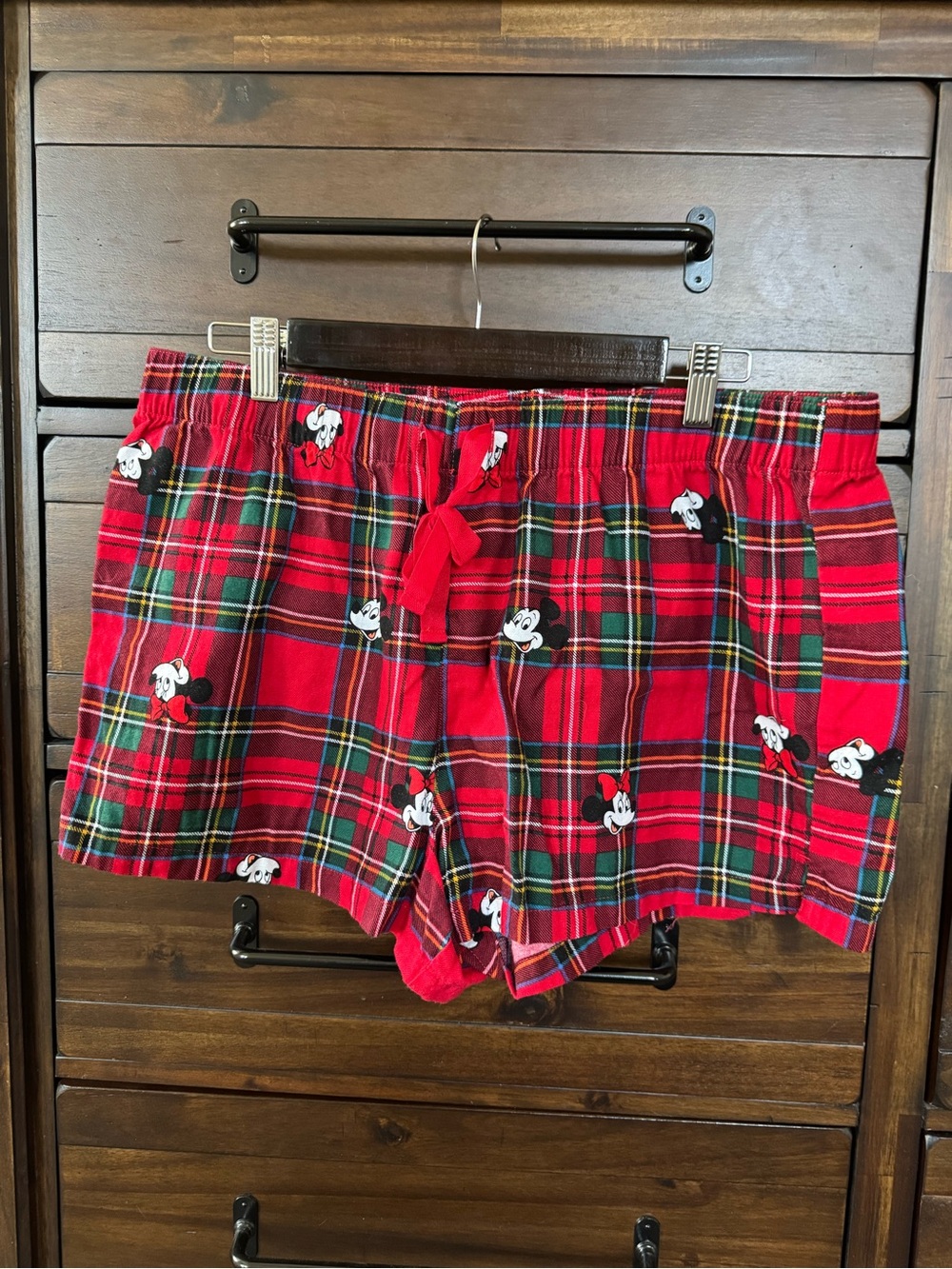 Old Navy Plaid Red Mickey Mouse Lounge Shorts